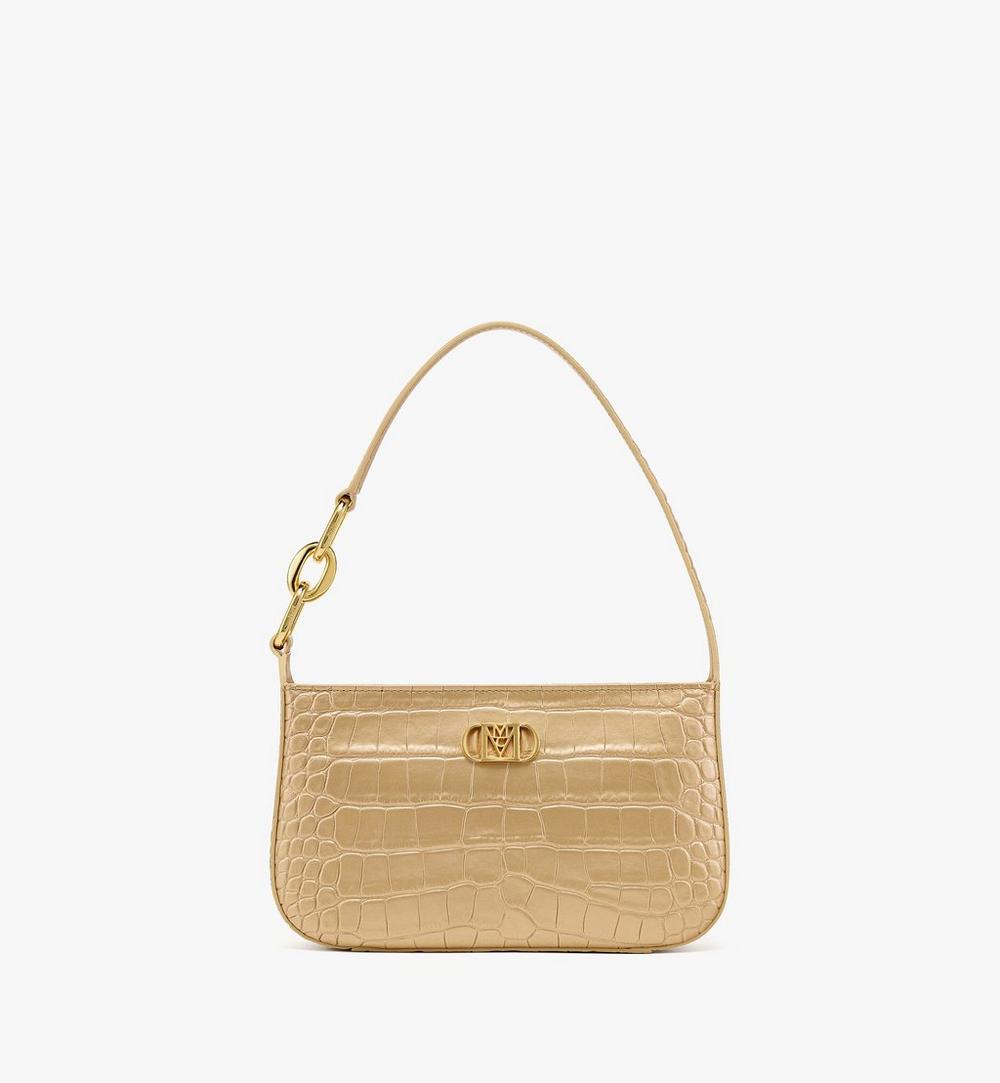 Mode Travia Shoulder Bag in Gold Croco Leather 1
